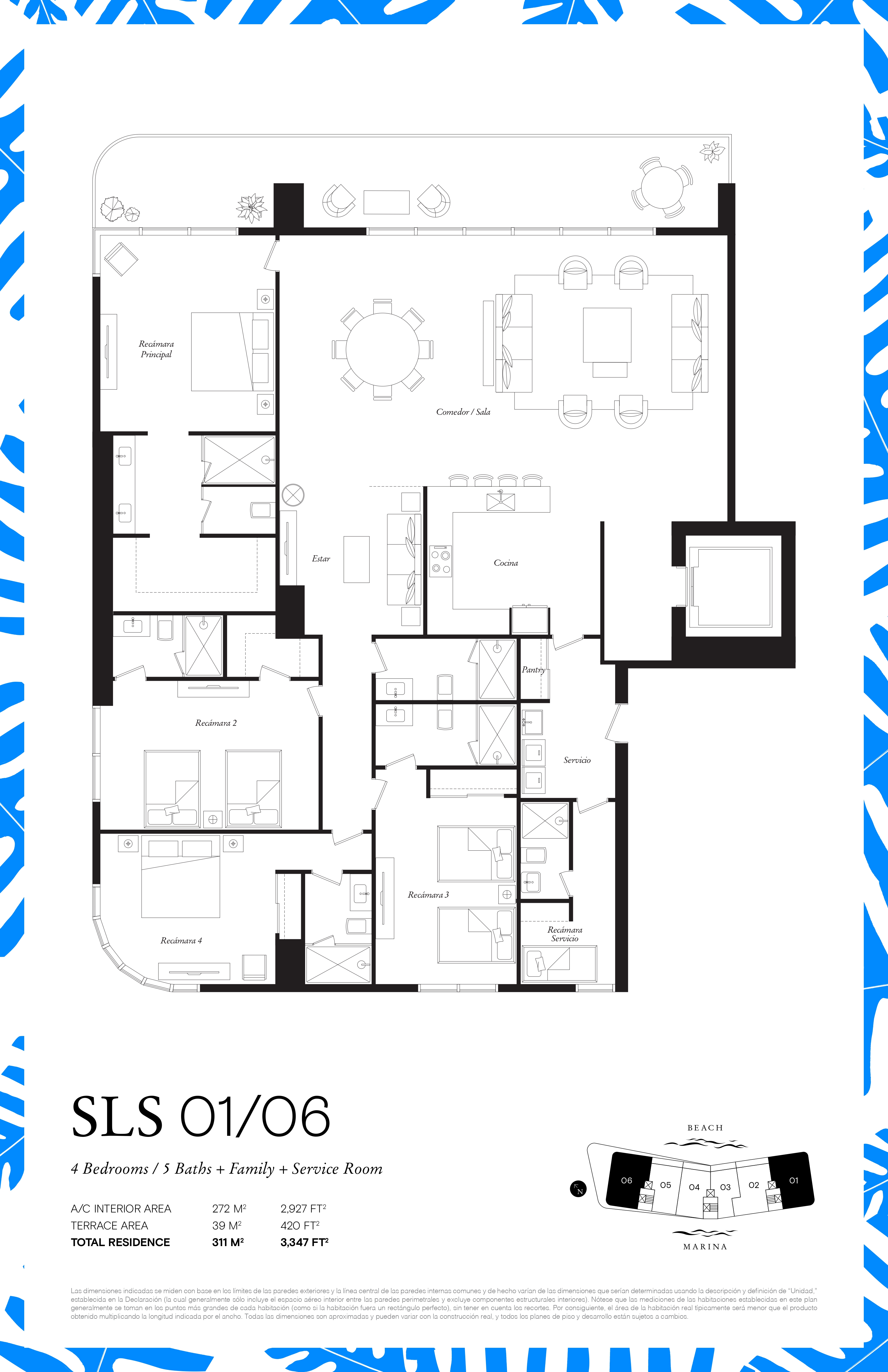 Departamento en Venta SLS Bahia Beach Puerto Cancún | 311 m2  | SLS 01/06